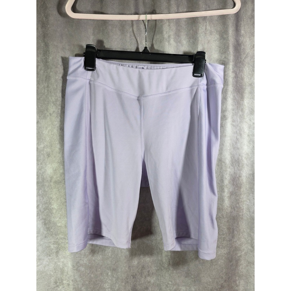 Reebok Lavender Purple Ribbed Side Panel Biker Shorts Womens XL High Waisted